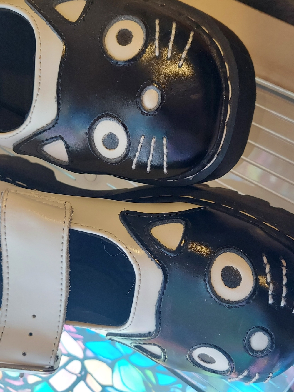 T.U.K Womens Black & White Cat Mary Jane Shoes Size 9 - Picture 14 of 16